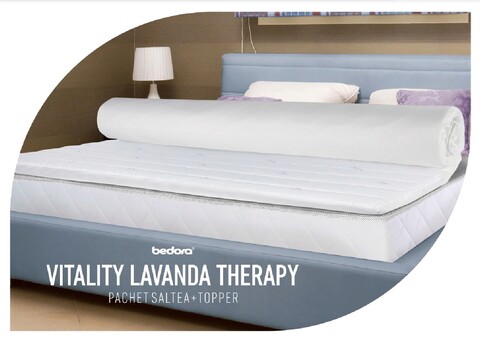 Pachet saltea Vitality Lavanda 90x200 cm si topper Lavanda 7 Zone