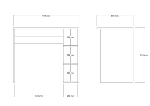 Birou, Asse Home, Boyce, 90x75x50 cm, Stejar