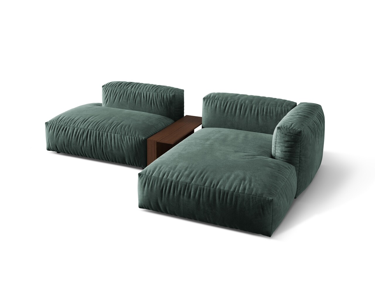 Coltar modular dreapta 2 locuri, Martina-120, Micadoni Home, 285x176x75 cm, catifea, petrol - 1 | YEO