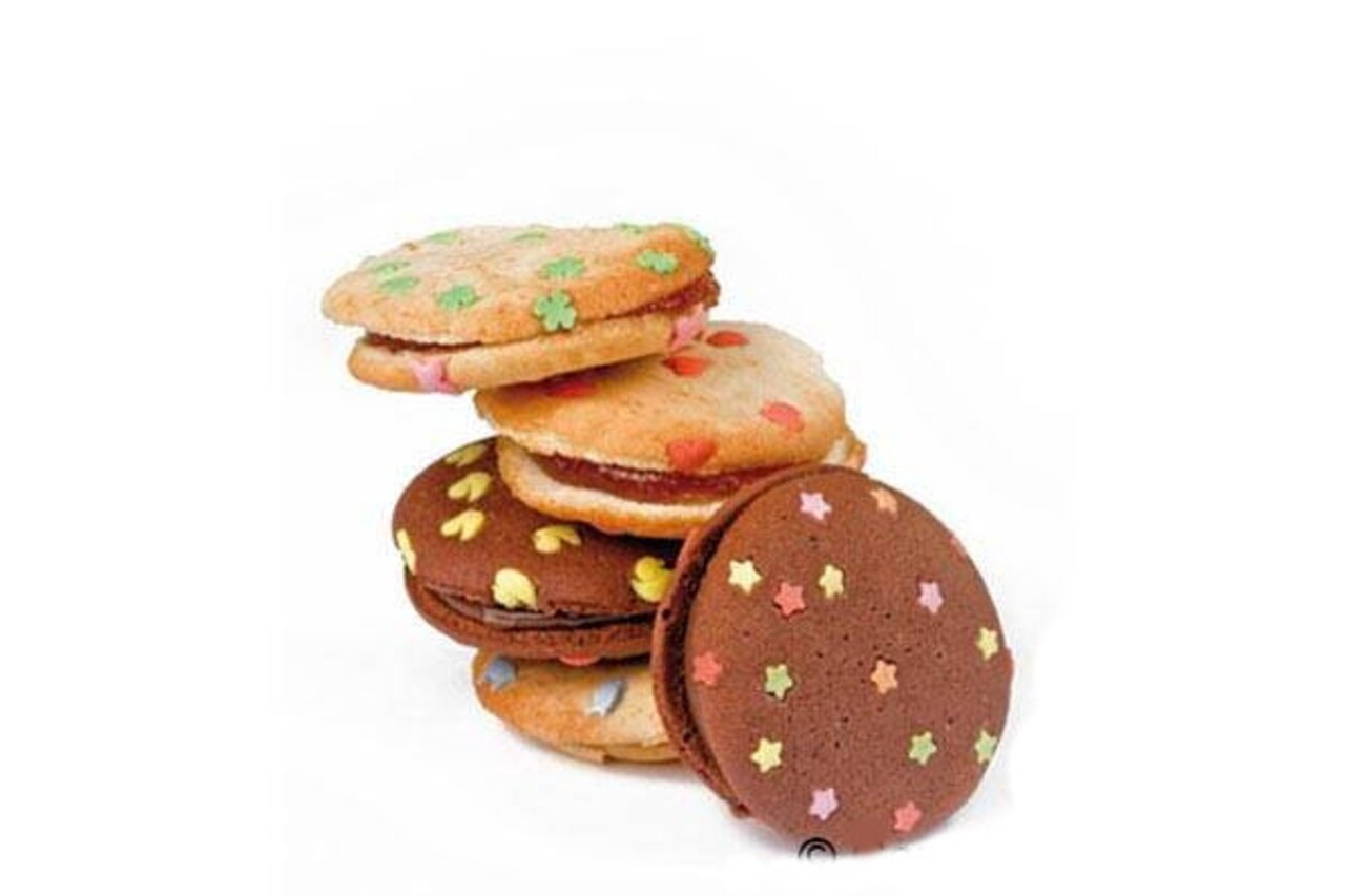 Set plansa de copt si 24 pungi decorare prajituri Whoopies Mat Kit, Silikomart, 40x30 cm, Ø 7 cm, - 1 | YEO