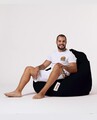 Fotoliu puf, Bean Bag, Ferndale Premium XXL, 115 x 130 cm, poliester impermeabil, negru