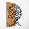 Decoratiune de perete, Monumental Tree 1, 50% lemn/50% metal, Dimensiune: 50 x 58 cm, Nuc / Negru