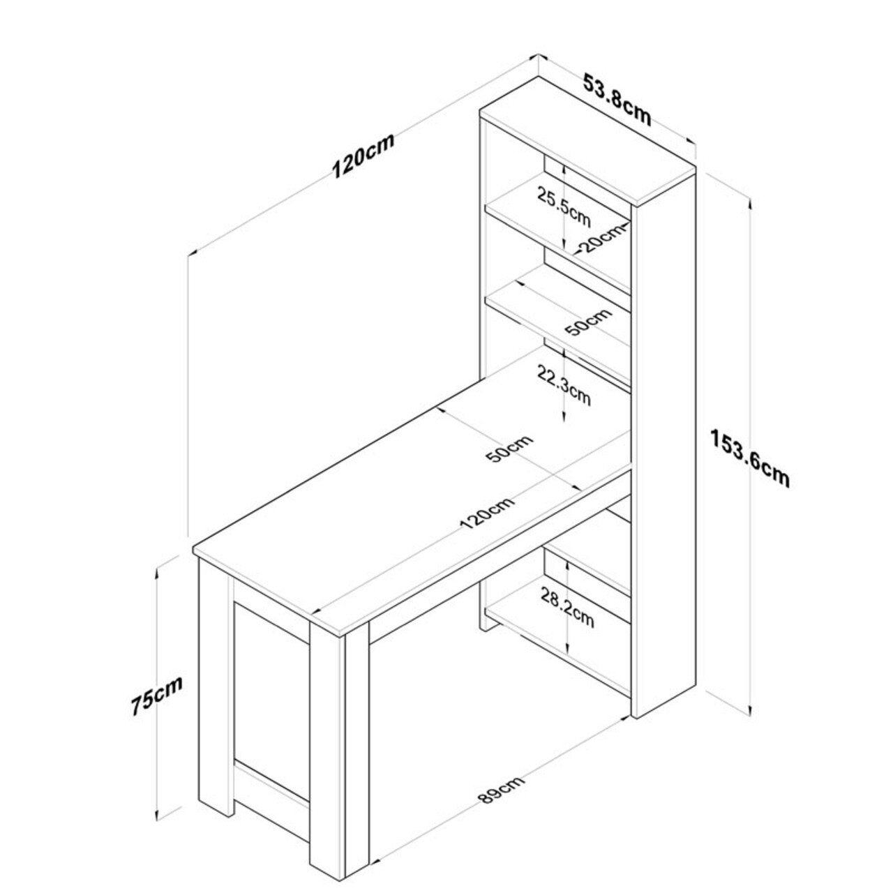 Birou Pawl, Pakoworld, 120x53.8x153.6 cm, PAL melaminat, alb/maro