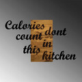 Decoratiune de perete, Calories Dont Count in This Kitchen, Metal/lemn, 98 x 3 x 58 cm, Nuc / Negru