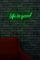 Decoratiune luminoasa LED, Life Is Good, Benzi flexibile de neon, DC 12 V, Verde