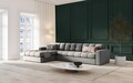 Coltar stanga 4 locuri, Justin, Micadoni Home, BL, 236x160x72 cm, poliester, gri deschis