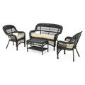 Set mobilier gradina/terasa, Barbara, 4 piese, otel, maro/bej