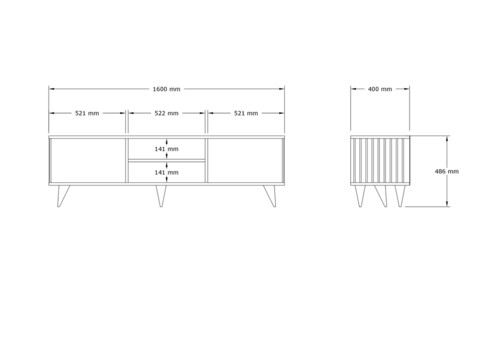 Comoda TV, Asse Home, Josef, 160x48.6x40 cm, Nuc