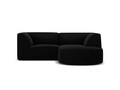 Coltar dreapta 3 locuri, Ruby, Micadoni Home, BL, forma rotunjita, 186x180x69 cm, catifea, negru