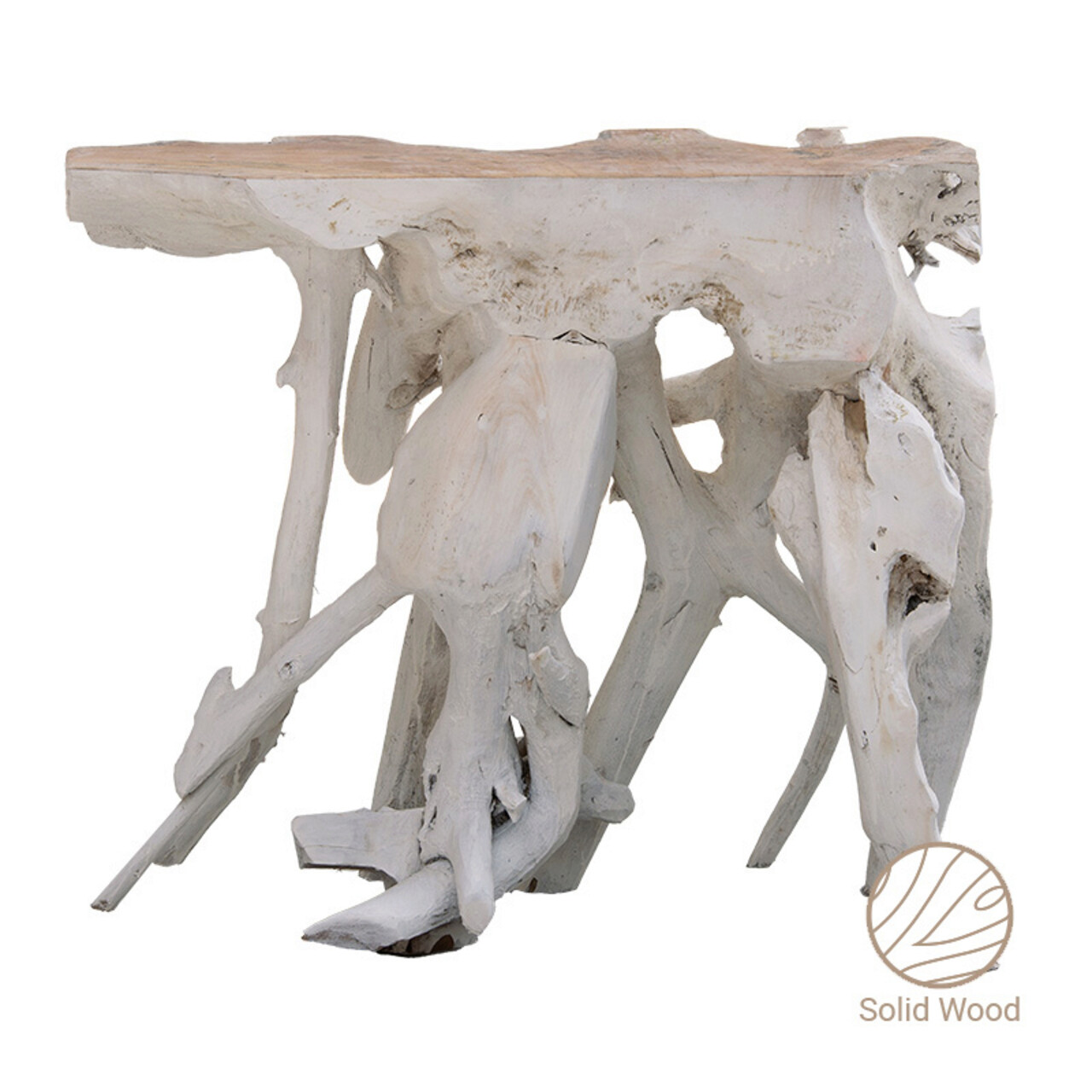 Consola Zamir, Pakoworld, 80x38x70 cm, lemn, alb/natural