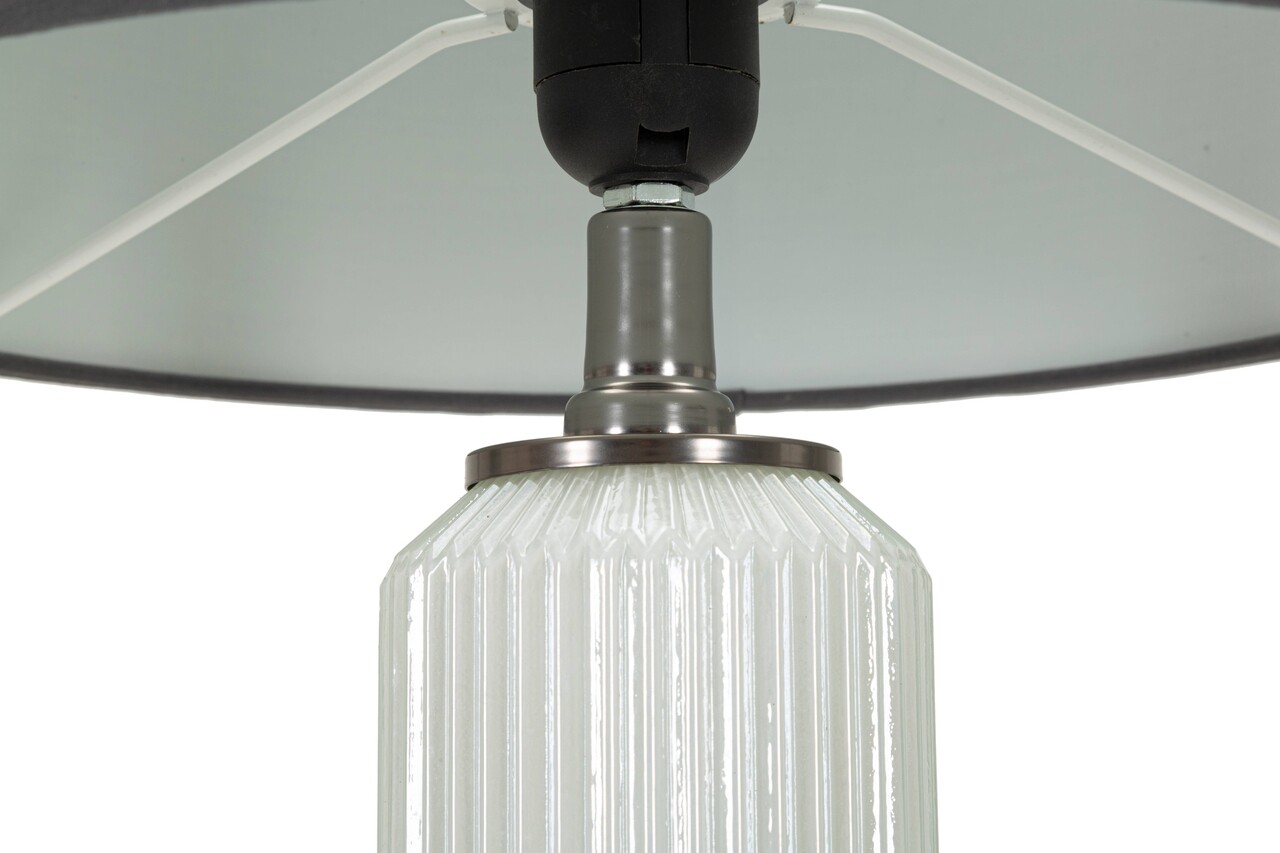 Lampa de masa Bright, Mauro Ferretti, 1 x E27, 40W, 32.5x57 cm, sticla/fier/catifea, alb/gri