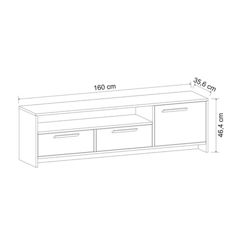 Comoda TV, Colman, Tyson, 160x35.6x46.4 cm, Stejar / Antracit