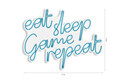 Decoratiune luminoasa LED, eat sleep game repeat, Benzi flexibile de neon, DC 12 V, Albastru