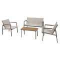 Set mobilier gradina/terasa, 2 fotolii + canapea + masuta Parma, 62x72x81 cm/ 119x70x81 cm/ 85x45x41 cm, otel/textilina, bej/natur