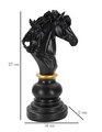 Statueta decorativa / Piesa de sah Cal, Black Horse, Mauro Ferretti, 14 x 11 x 27 cm, polirasina, negru/auriu