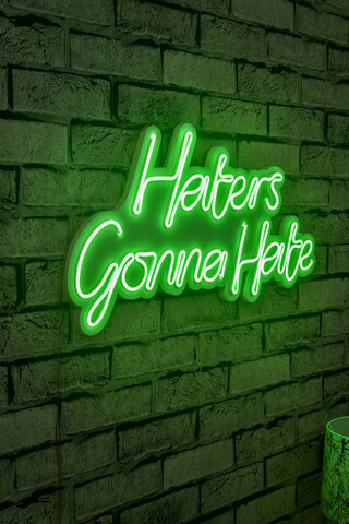 Decoratiune luminoasa LED, Haters Gonna Hate, Benzi flexibile de neon, DC 12 V, Verde