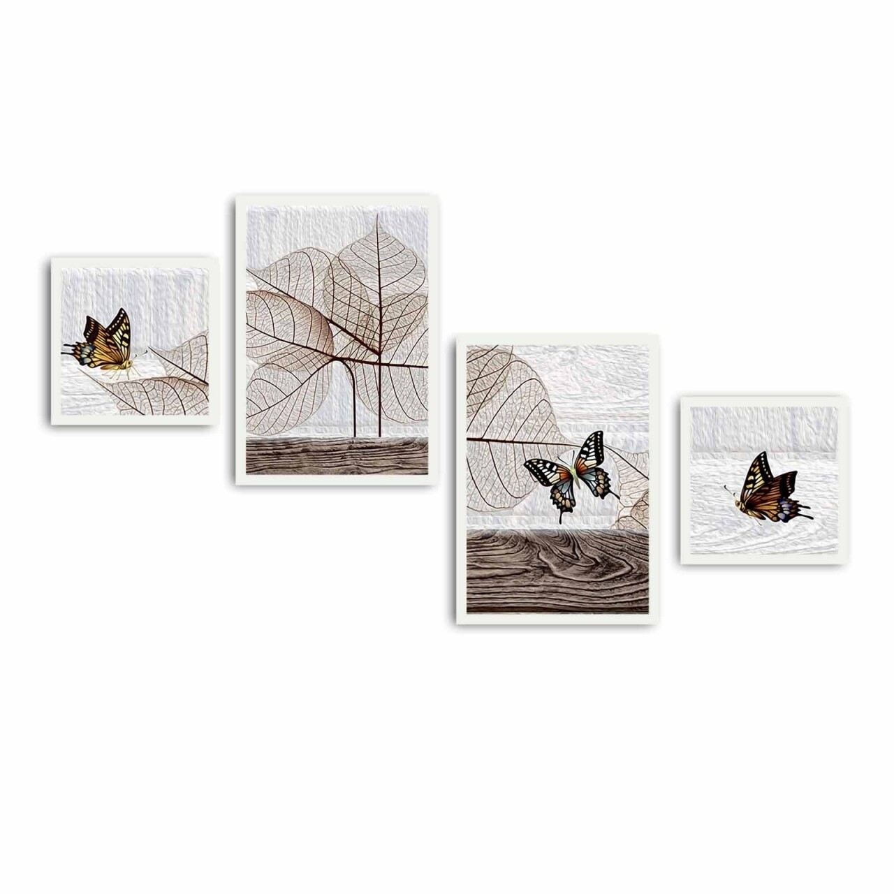 Set 4 tablouri decorative, Alpha Wall, Butterfly, 30x30/35x50 cm - 1 | YEO