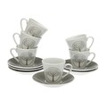 Set 6 cesti cu farfurie Lively, Versa, portelan, multicolor