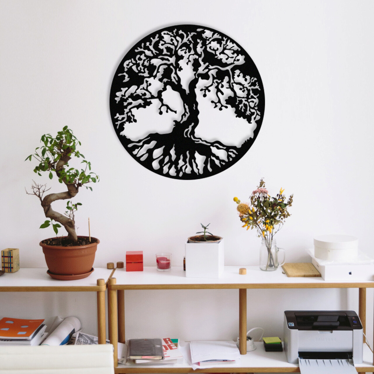 Decoratiune de perete, Tree, metal, 60 x 60 cm, negru - 1 | YEO