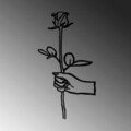 Decoratiune de perete, Rose in Hand, Metal, Dimensiune: 54 x 100 cm, Negru