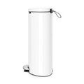 Cos de gunoi cu pedala, Brabantia, Flatback, 30 L, inox, alb