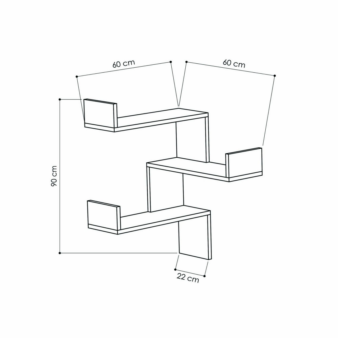 Raft pentru perete, Homitis, Luksa - White, 60x60x90 cm - 2 | YEO