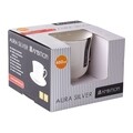 Cana cu farfurie Aura Silver, Ambition, portelan, 450 ml, alb