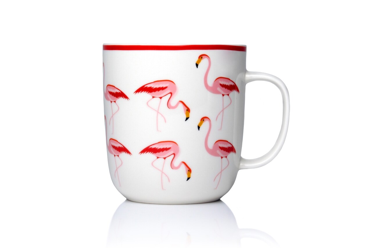 Cana Flamingo, Sabichi, 450 Ml, Portelan, Multicolor