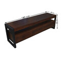 Comoda TV, Massive Design, Stafa Large, 180x50x40 cm, Maro închis/Negru