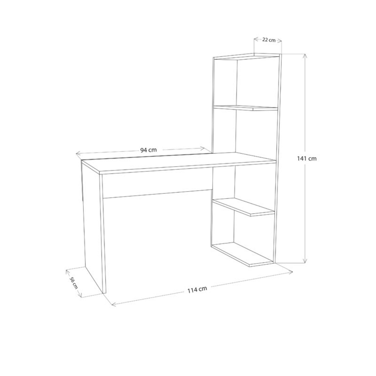 Birou Matthew, Pakoworld, 114x56x141 cm, PAL melaminat, alb