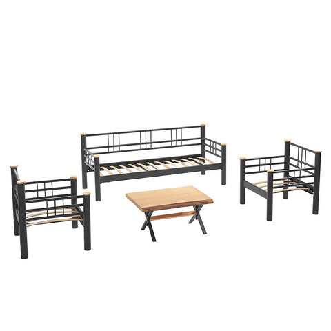 Set mobilier de gradina, Heaven, Kappis (3+1+1), Negru / Fume