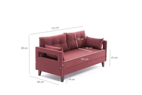 Canapea fixa Comfort, Balcab Home, 2 locuri, 175x80x80 cm, lemn, arosu