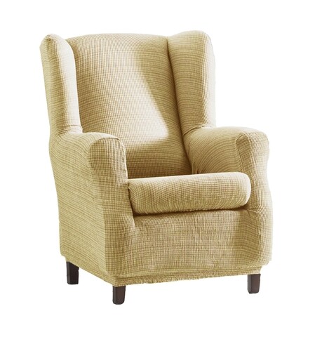 Husa fotoliu elastica bi-stretch, Aquiles, wing chair, bej C/1