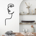 Decoratiune de perete, Woman Profile, Metal, Dimensiune: 42 x 100 cm, Negru