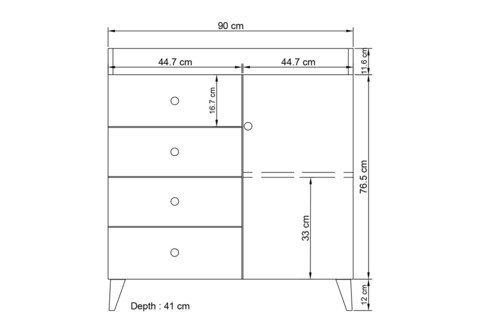 Dulap, Glenevis, Tango 622, 90x88x41 cm, Antracit