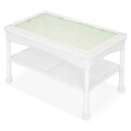 Set mobilier pentru gradina/terasa, 4 piese, Barbara, otel/poliester/sticla, alb/gri