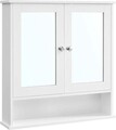 Dulap de baie / cabinet de perete, Vasagle, 56x13x58 cm, MDF/sticla, alb