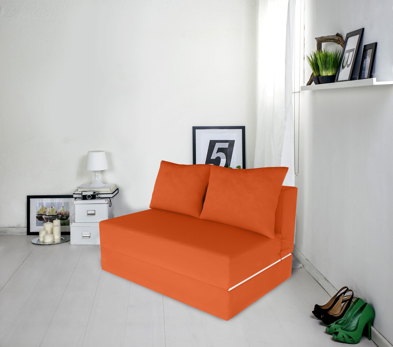 Canapea extensibila Urban Living, 136x80x40 cm, Orange