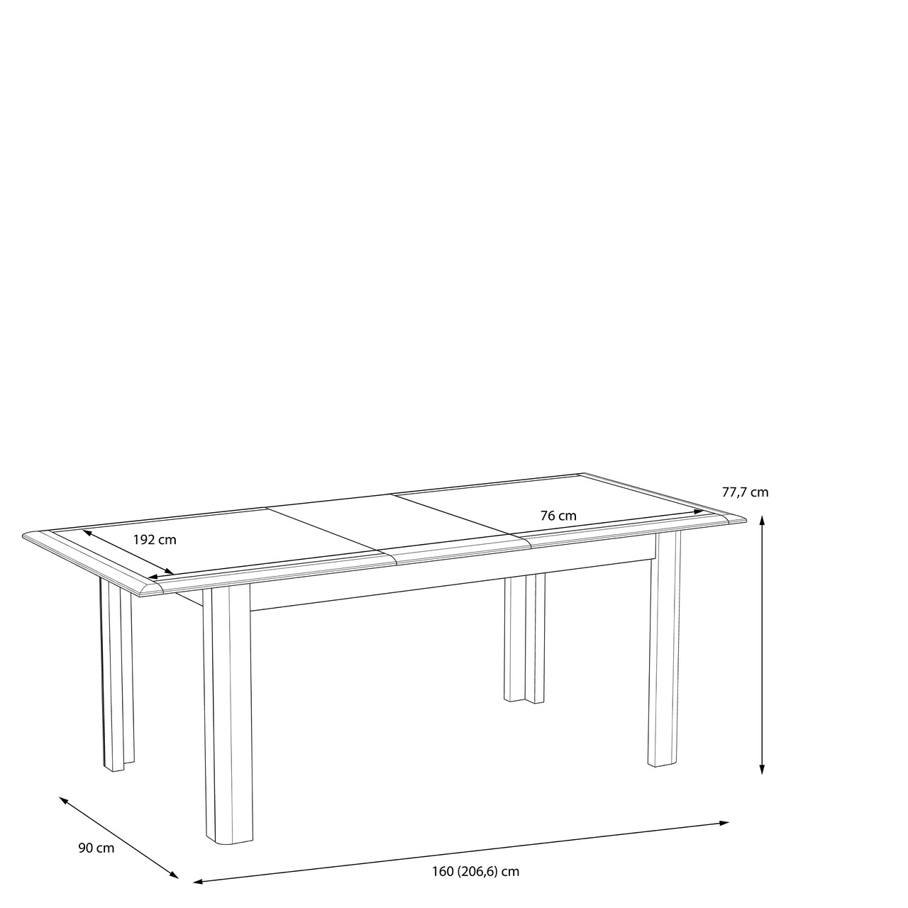 Masa Brielle, Bedora, 160x90x77.7 cm, PAL/MDF, gri inchis/alb