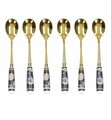 Set 6 lingurite desert Blue Danube Gold, Brandani, inox, maner ceramic