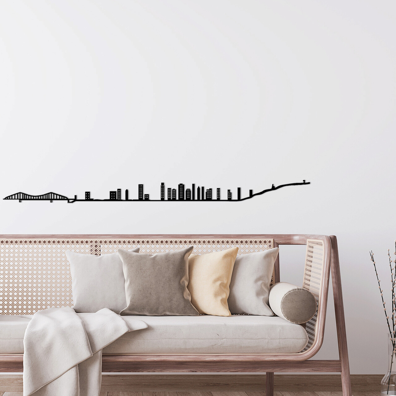 Decoratiune de perete, Montreal Skyline, Metal, Dimensiune: 120 x 0,15 x 9 cm, Negru - 2 | YEO