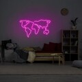 Lampa de perete World Map, Neon Graph, 66x38x2 cm, roz