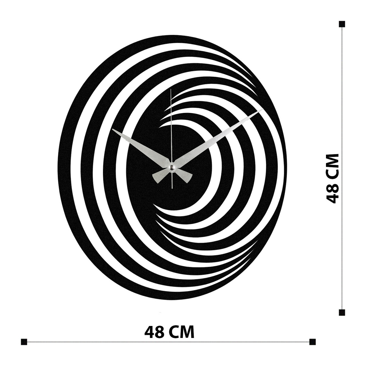 Ceas de perete, Enzoclock - S017, metal, 48 x 48 cm, negru