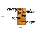 Decoratiune de perete, Everyone Smiles in The Same Language, Metal/lemn, 95 x 58 cm, Nuc / Negru