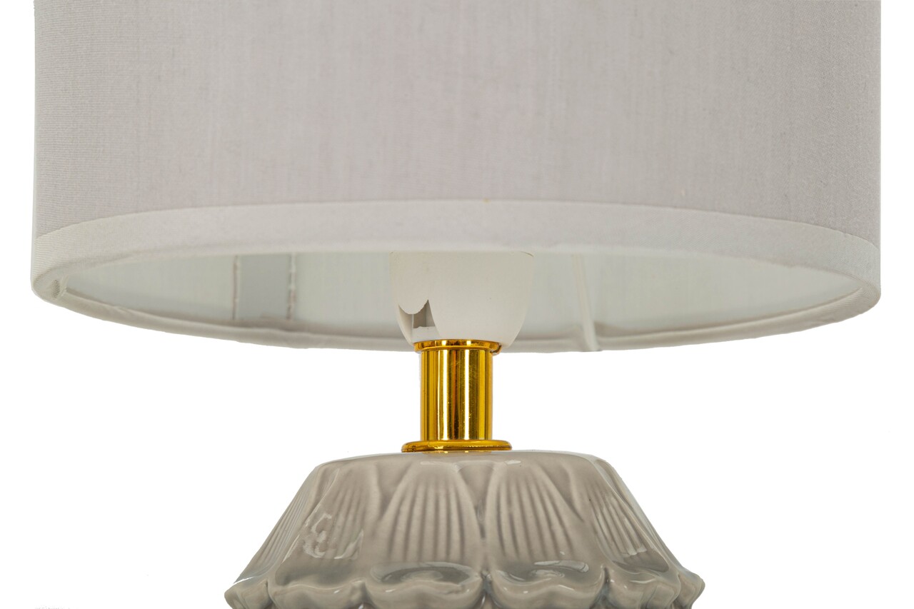 Lampa de masa Pigny, Mauro Ferretti, 1 x E14, 40W, 15x30.5 cm, ceramica/fier/textil, crem