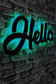 Decoratiune luminoasa LED, Hello, MDF, 60 LED-uri, Albastru