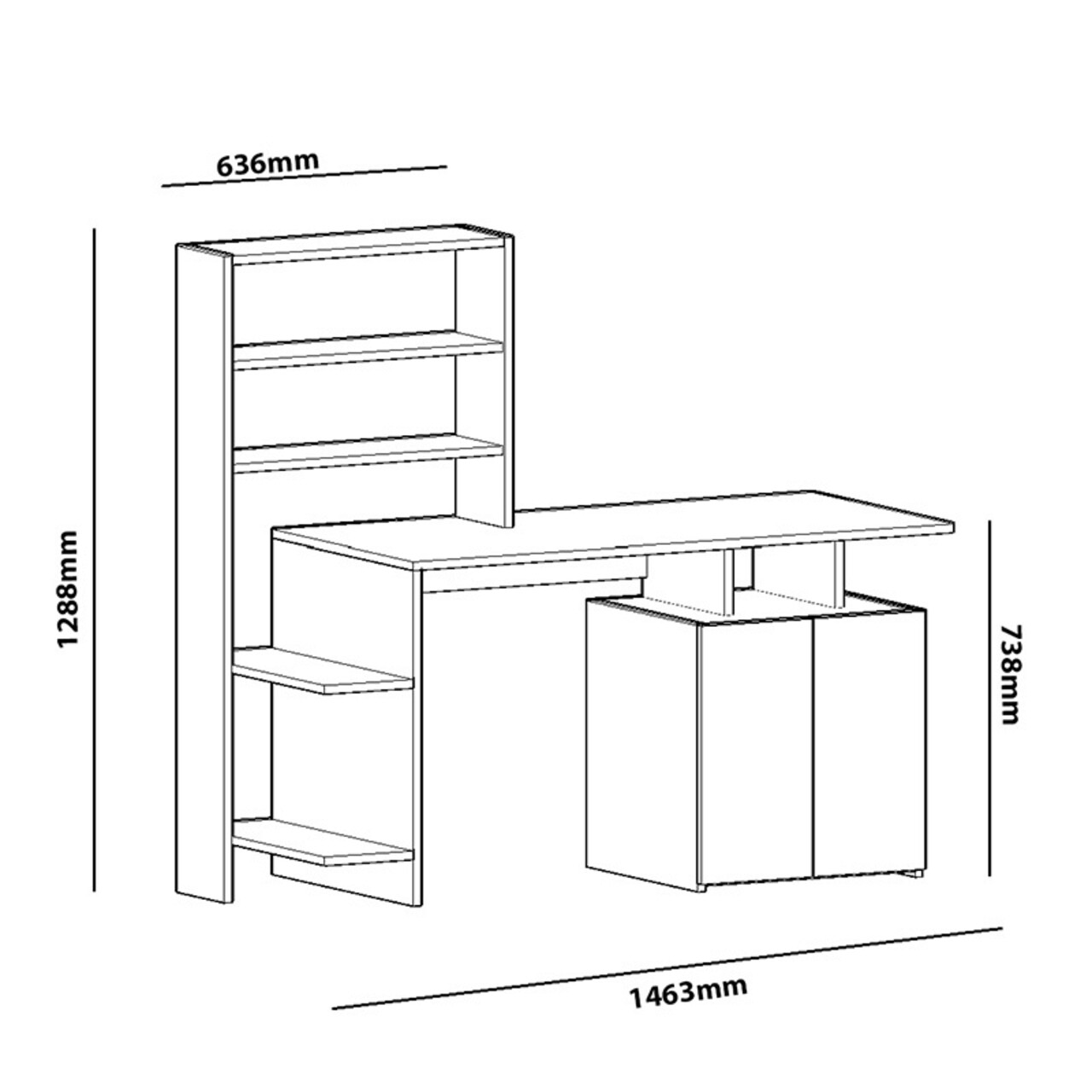 Birou Melis, Pakoworld, 146x60x129 cm, PAL melaminat, alb/gri