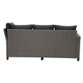 Set coltar de gradina/terasa 4 piese, cu spatiu de depozitare Baxter, 165x67x73 cm/ 120x82x67 cm, otel/ratan, gri/negru