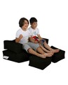 Set fotoliu dublu si 2 taburete pentru copii, Bean Bag, Ferndale, 100x50x40 cm, poliester impermeabil, negru