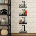 Raft de perete, Cerritos, Metal Wall Shelf 3, 42x125x16 cm, Negru